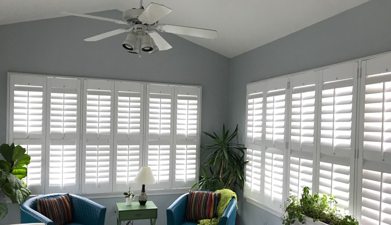 Detroit sunroom with fan and shutters